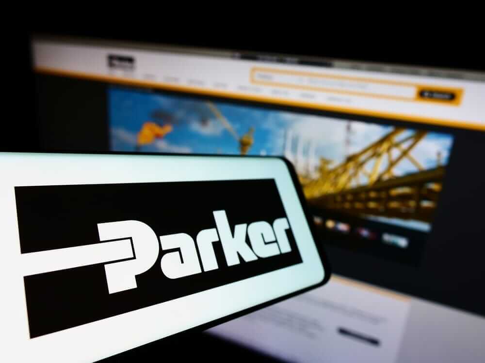 Parker-Hannifin Corp_ logo on phone and site-by T_Schneider via Shutterstock